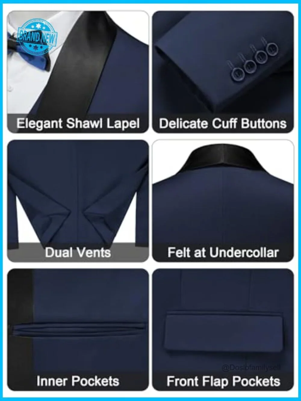 Slim Fit Shawl Lapel Blazer Vest Pants Set Classic Elegant Formal Suit